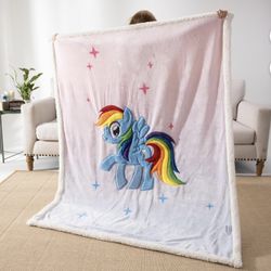 Kids Unicorn 50”x60 Throw Blanket, 3D Animal Embroidery Sherpa Blanket Girls Boys Gifts