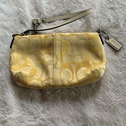 EUC Canvas & Leather Monogram Coach Wristlet