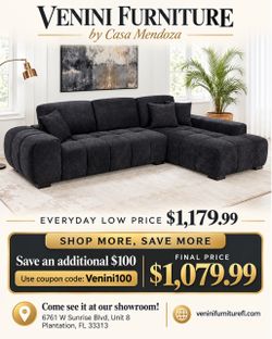 Venini Furniture Black Sectional Sofa