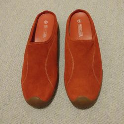 WOMEN'S SUEDE/LEATHER SLIP ON MULE SHOES SIZE 9M 