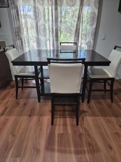 Wood and glass pub table set