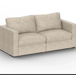 Comfy Loveset Couch, Chenille 2 Seat Sofa with Pillows, Modern Loveseat Sofa with Storage for Apartment, Living Room, Beige