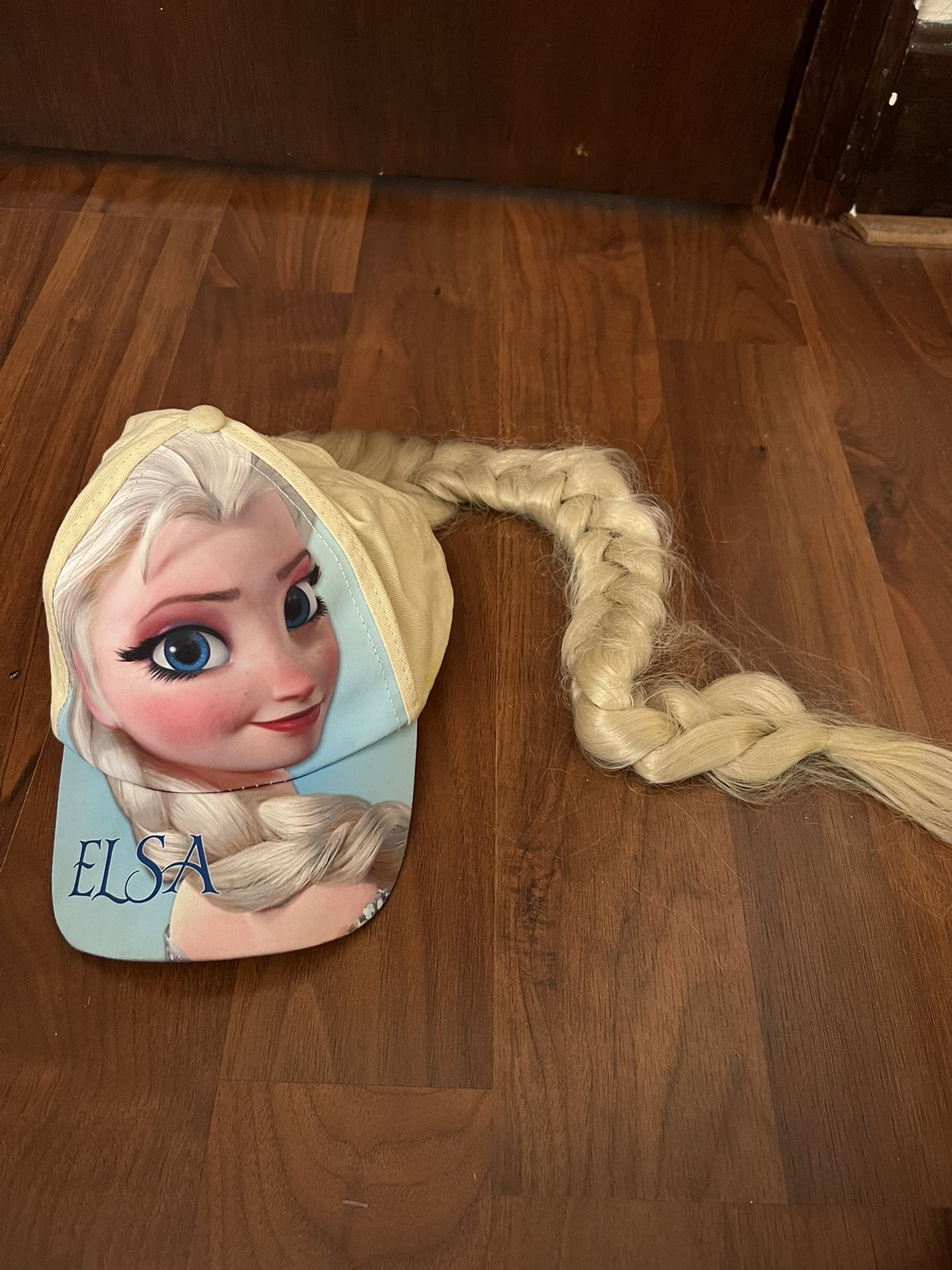 Disney Elsa Frozen Movie Child Baseball Cap With Blonde Hair Braid Girls