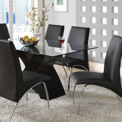 Brand new black modern style 7 pc dinning table set with chairs. 