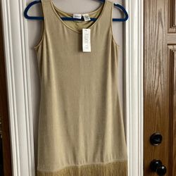 Beautiful Gold Stretch Frindged Dress