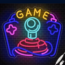 NEW Gamer Joystick Neon Sign, Wootfairy Led Neon Signs for Game Room Wall Decor, Dimmable Neon Light for Boys Room Decor, Colorful Light Up Signs for 
