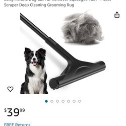 Pet Hair Removal Broom Carpet Rake - Courpal® 49" Adjustable Long Handle Dog Cat Fur Remover Squeegee Tool - Metal Scraper Deep Cleaning Grooming Rug 