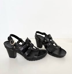 Women's Black Timberland Leather High Heel Sandals | Size 6M