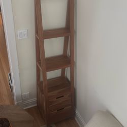 Solid Wood Ladder Shelf with Drawers
