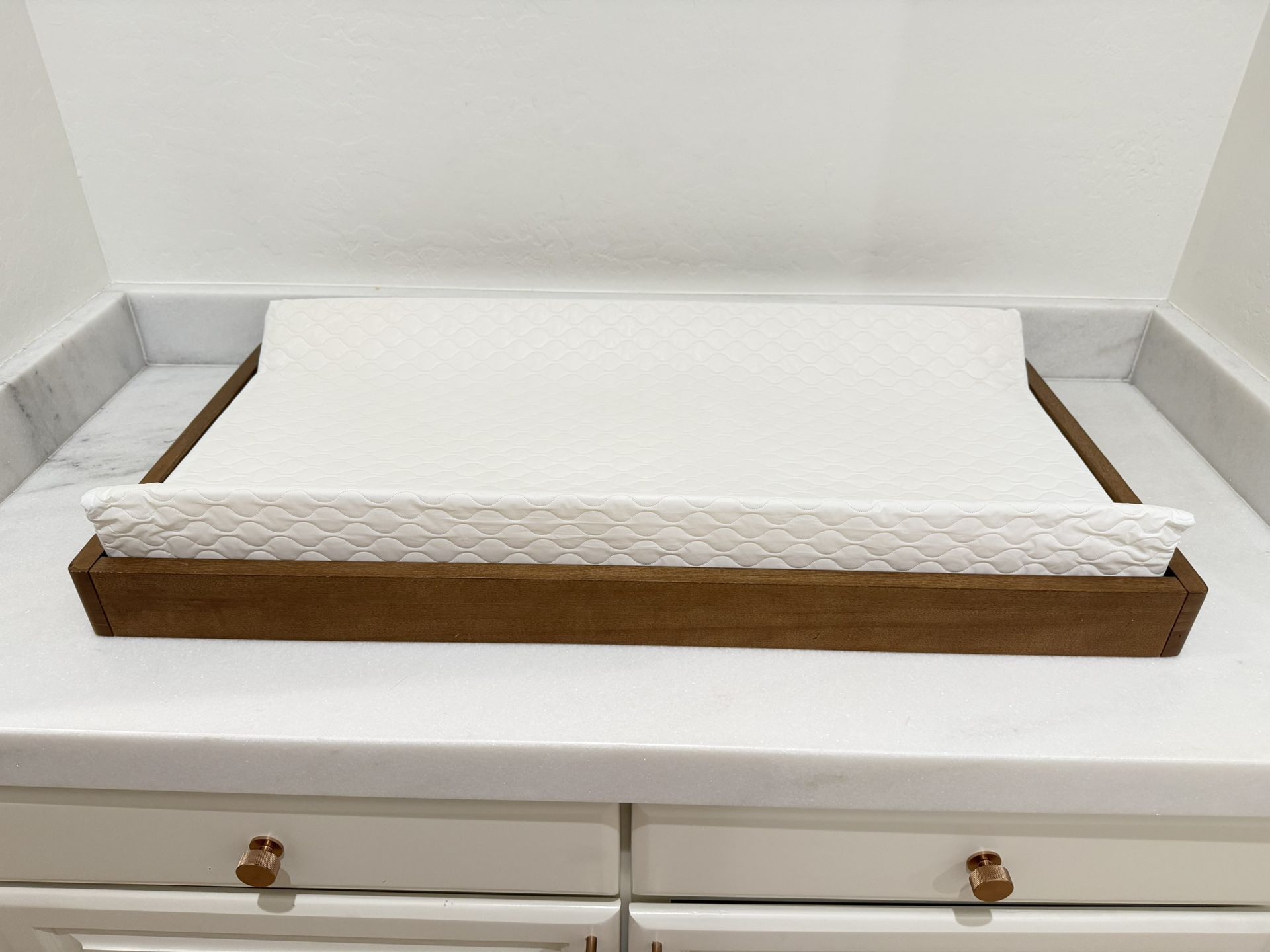 Crate & Barrel Natural Brown Wood Baby Changing Table Topper