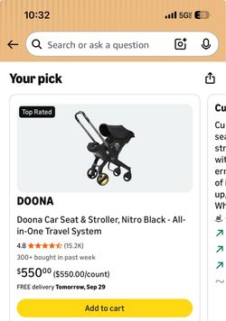 Doona Car Seat & Stroller, Nitro Black - All-in-One Travel System