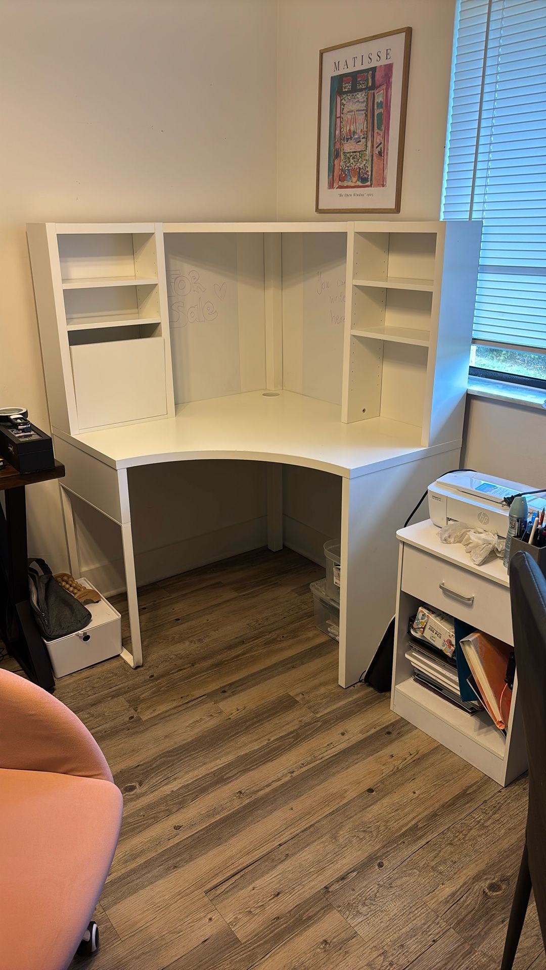 Corner Desk White With Drawing Board - IKEA (Used)