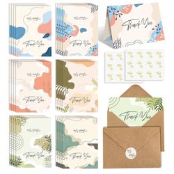 24 Pack Scented Thank You Cards with Kraft Envelopes & Matching Stickers, Scratch & Sniff Bulk Greeting Cards, 4x6 