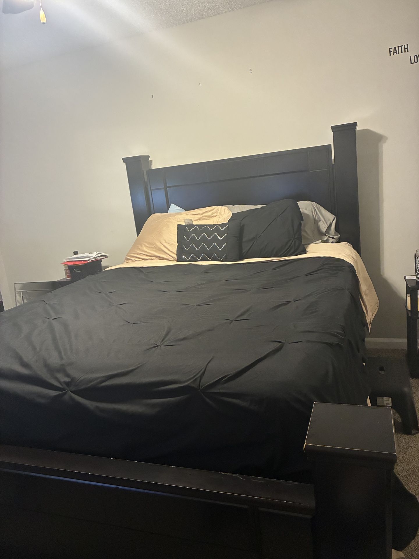 Queen Bed Frame w/ Storage - Color Black