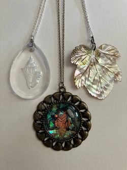 3 x Large Pendant Necklace Lot - Unique Boho Jewelry