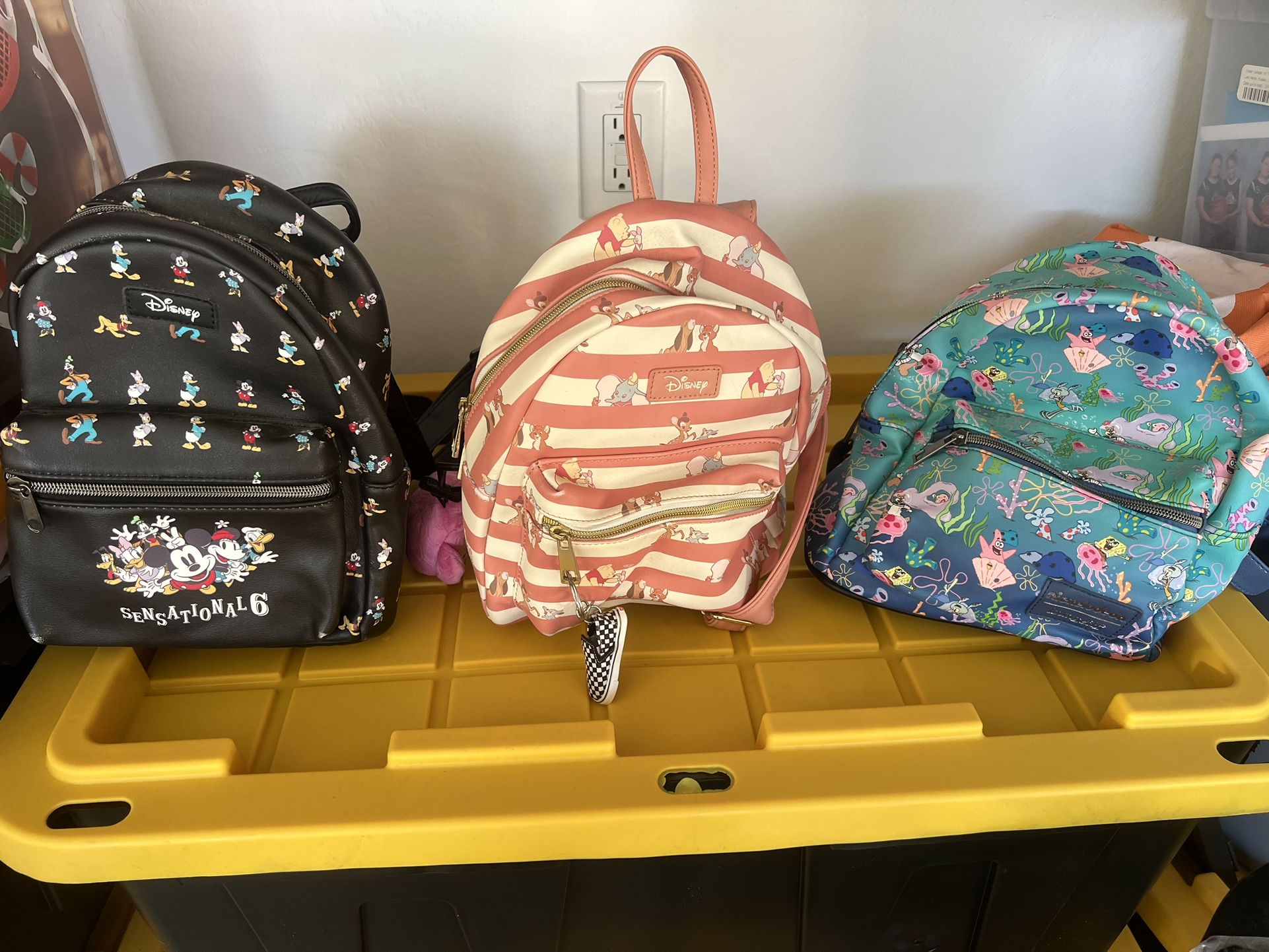 Disney And  SpongeBob Loungefly Backpacks 