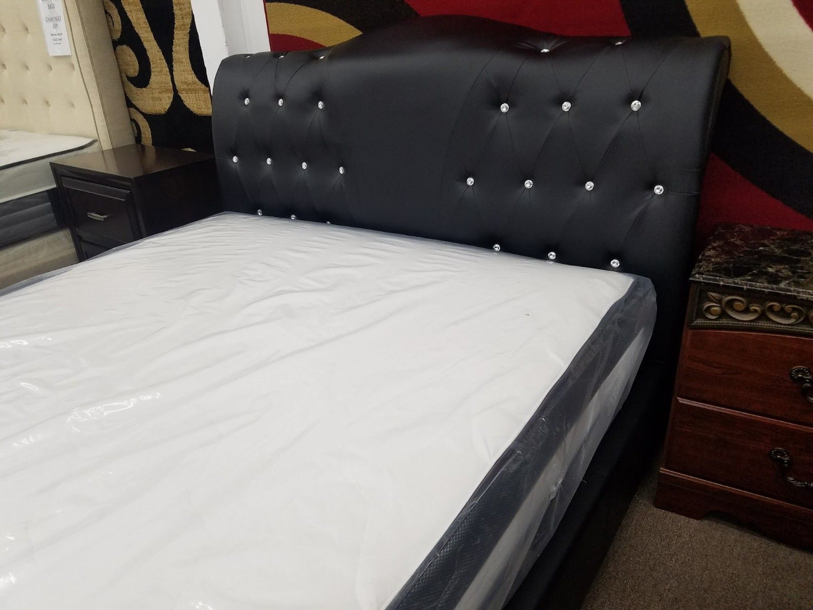 Black queen platform bed frame only