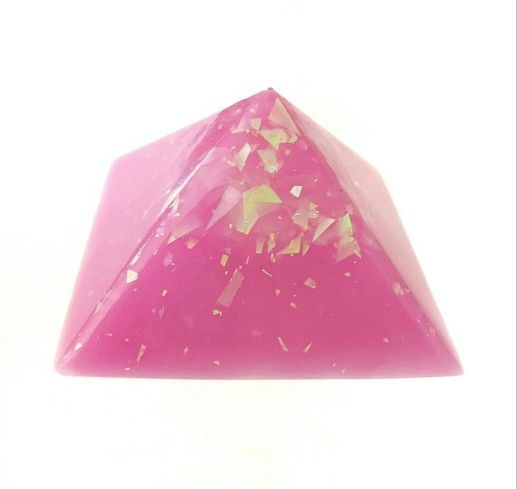 Pink opal iridescent resin pyramid figurine handmade collectable home decor new