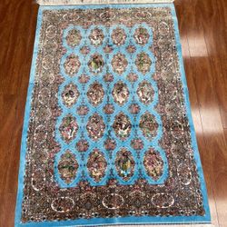 Machine Made Pure Silk 4x6 Persian 