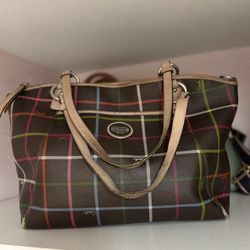Coach Peyton Tattersall Leather Tote