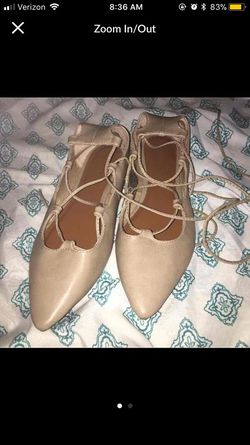 Tan Almond Lace Up Flats