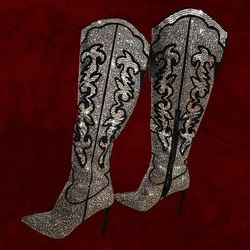 Thigh High Rhinestone Boots