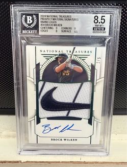 2/5 2024 National Treasures Brock Wilken Auto NIKE Patch Card BGS 8.5 / 10  Jersey Match