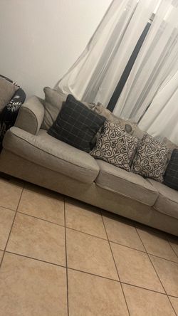 Beige Fabric 3-Seat Sofa
