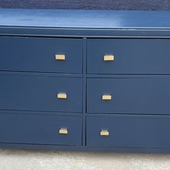 6-Drawer Dresser - Navy & Gold - Refinished 