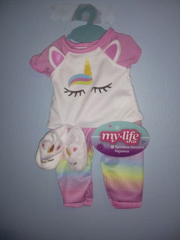 Brand New My Life As Doll Rainbow Unicorn Pajamas For The Doll for Sale in  Columbus, OH - OfferUp
