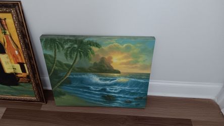 Tropical Beach Sunset Canvas Painting
