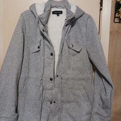 New Woman's Hoodie Grey Fleece Jacket XL $35