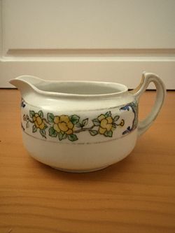 Antique Nippon Floral Motif Creamer-Hand Painted-Yellow Flowers w/Gold Accents