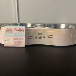 Pusheen The Cat Double Bowl With Base Cat Bowl
