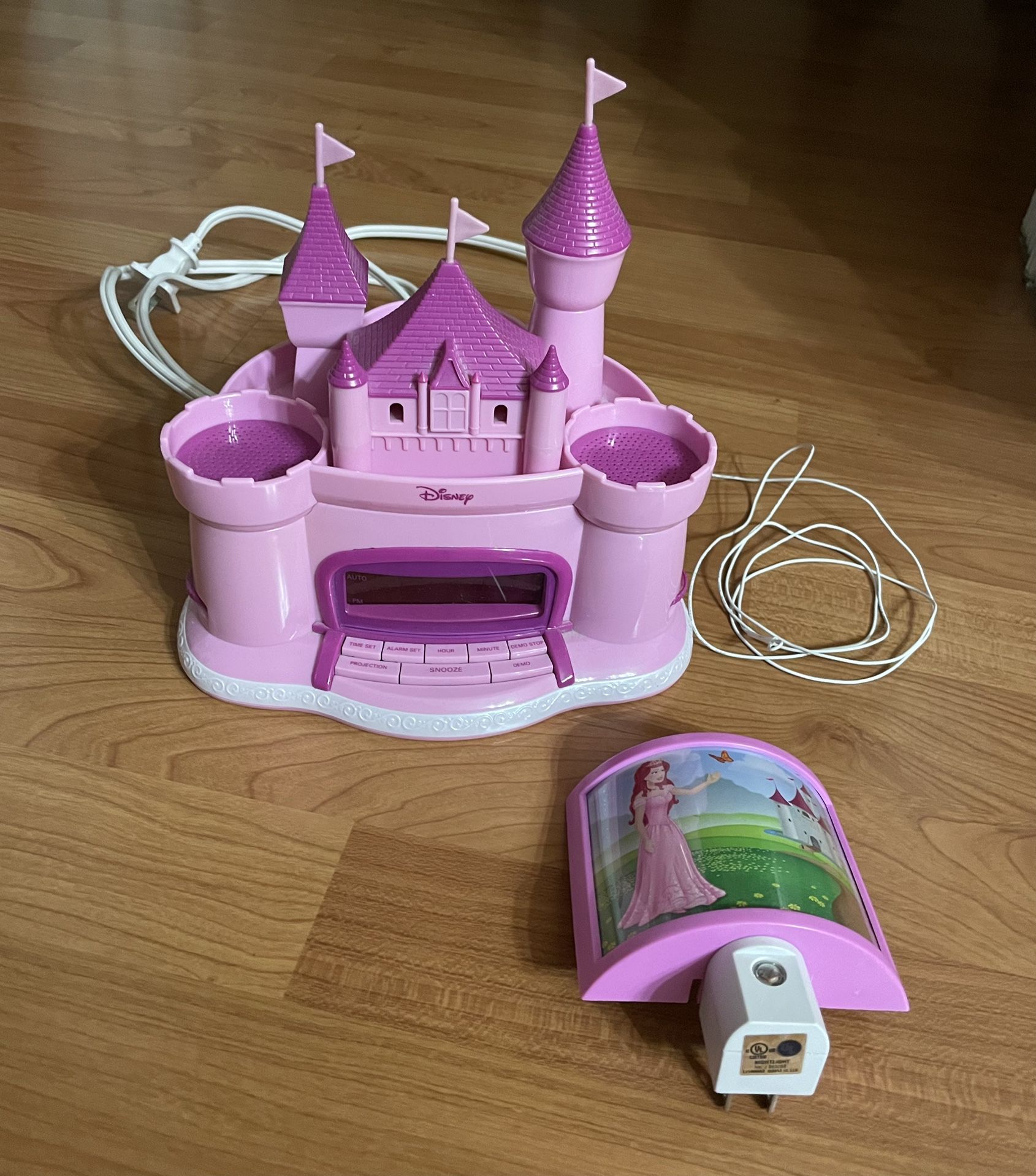 Disney Princess Castle Alarm Clock + Princess Ariel Night Light