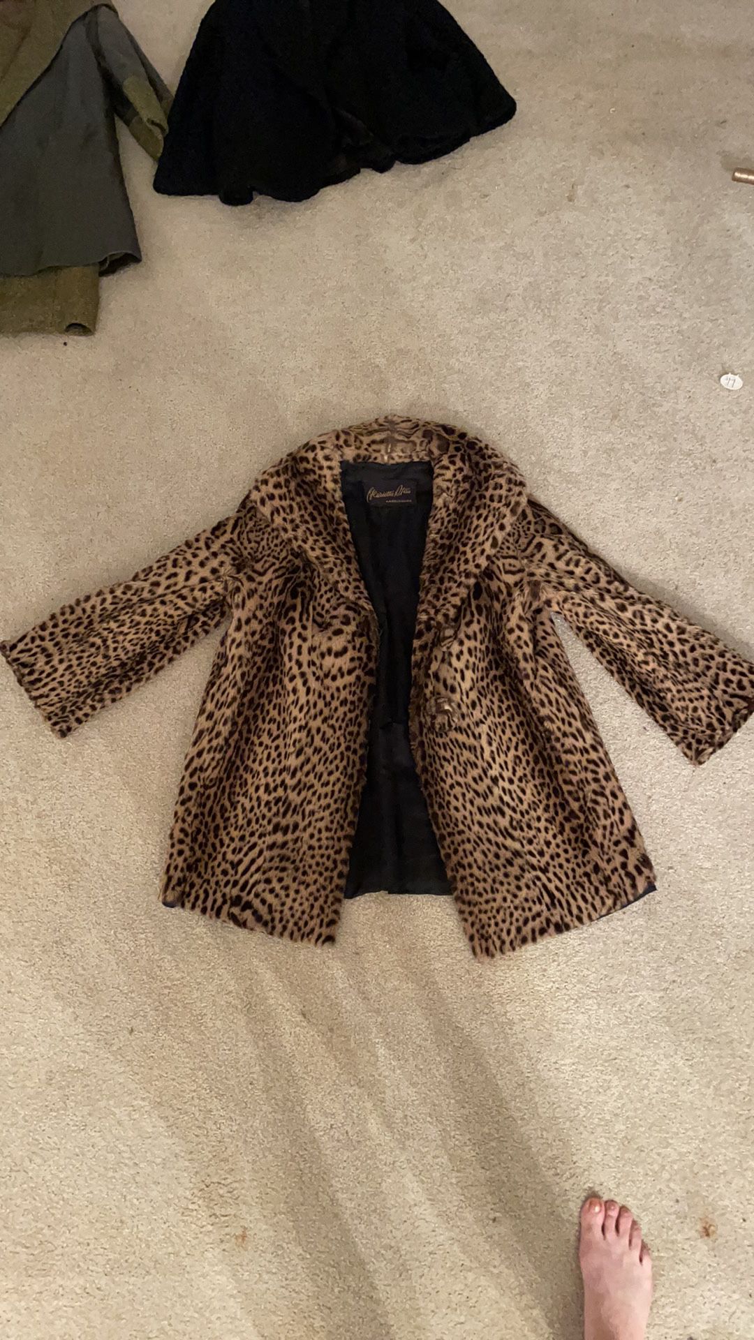 Vintage Leopard Real Fur Coat Size Medium