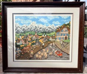 Catherine Eaton Danish Village Signed AP 1/30 Artist Proof Framed Art Print