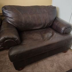 Oversized Leather Chair And Ottoman