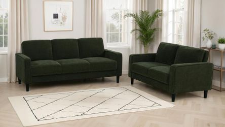 New Arrival!! 2-piece Fabric Upholstered Track Arm living room set