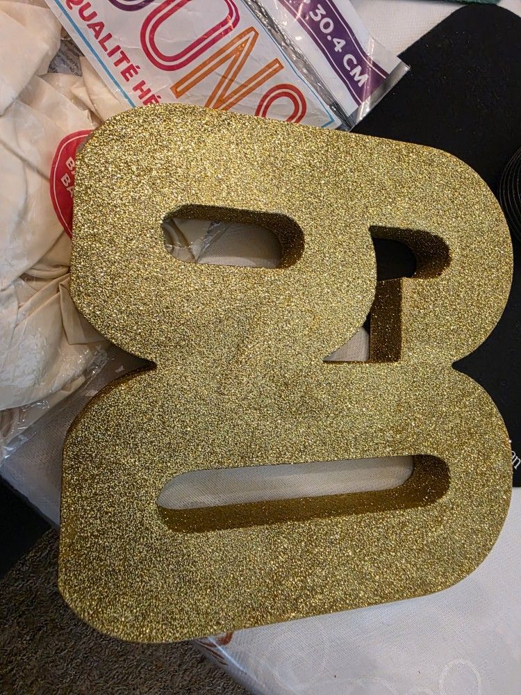 Happy Birthday Number 60 Wood With Glitter 8" X 8 X 2"