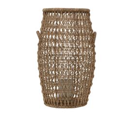 Large Hand-Woven Water Hyacinth & Rattan Lantern