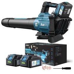 Leaf Blower Cordless, 580CFM/160MPH & 3 Speed Levels, Electric Cordless Leaf Blower with 2 * 4.0Ah Battery Powered, Blowers for Lawn Care, Blower with