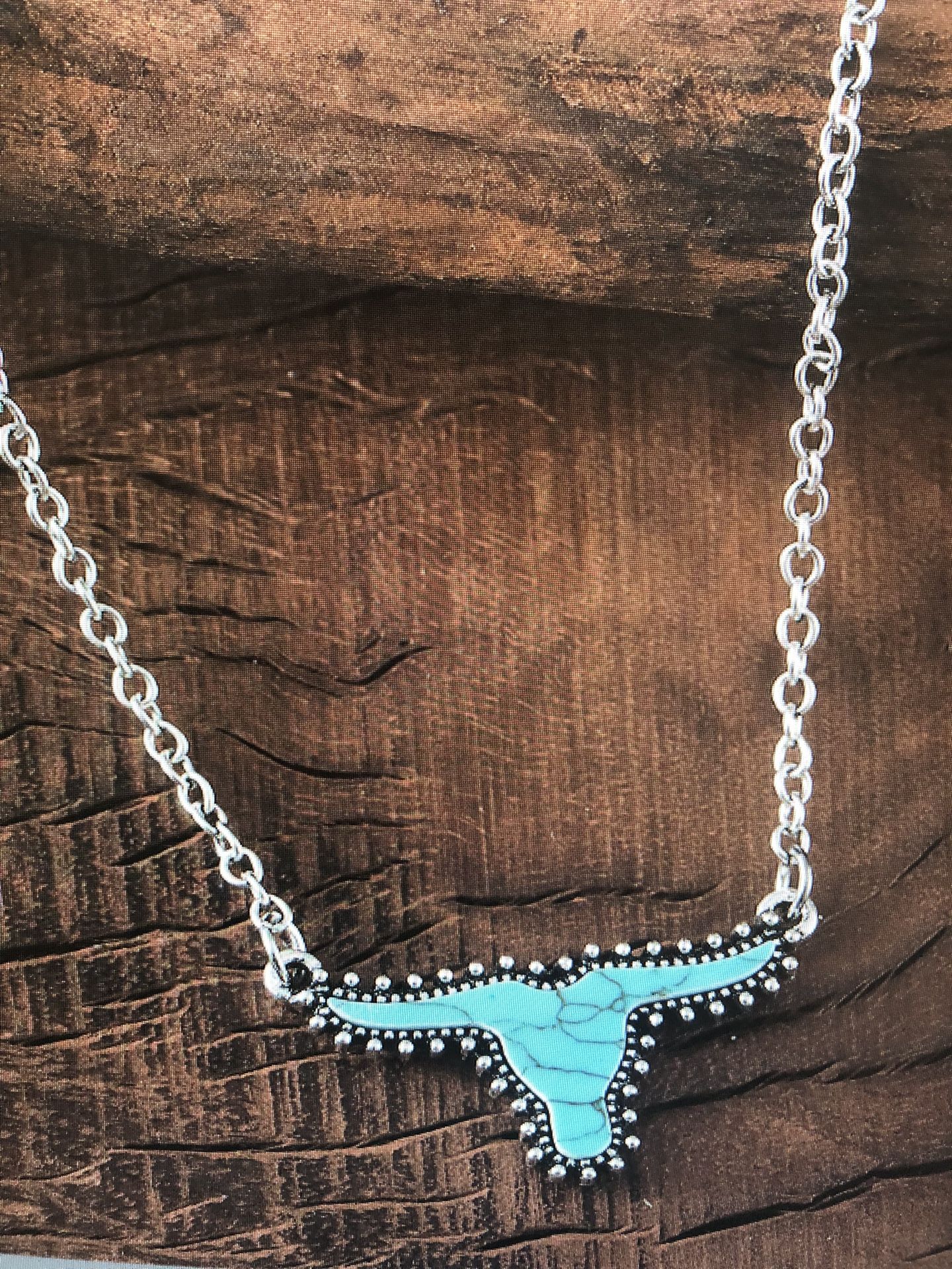 Turquoise ox head necklace