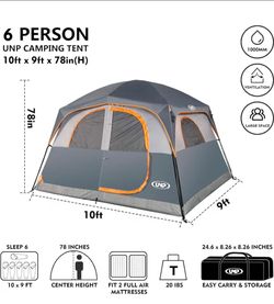 Easy Setup Windproof Double Layer Camping Tent with 1 Mesh Door & 5 Large Mesh Windows 10'X9'X78in(H)