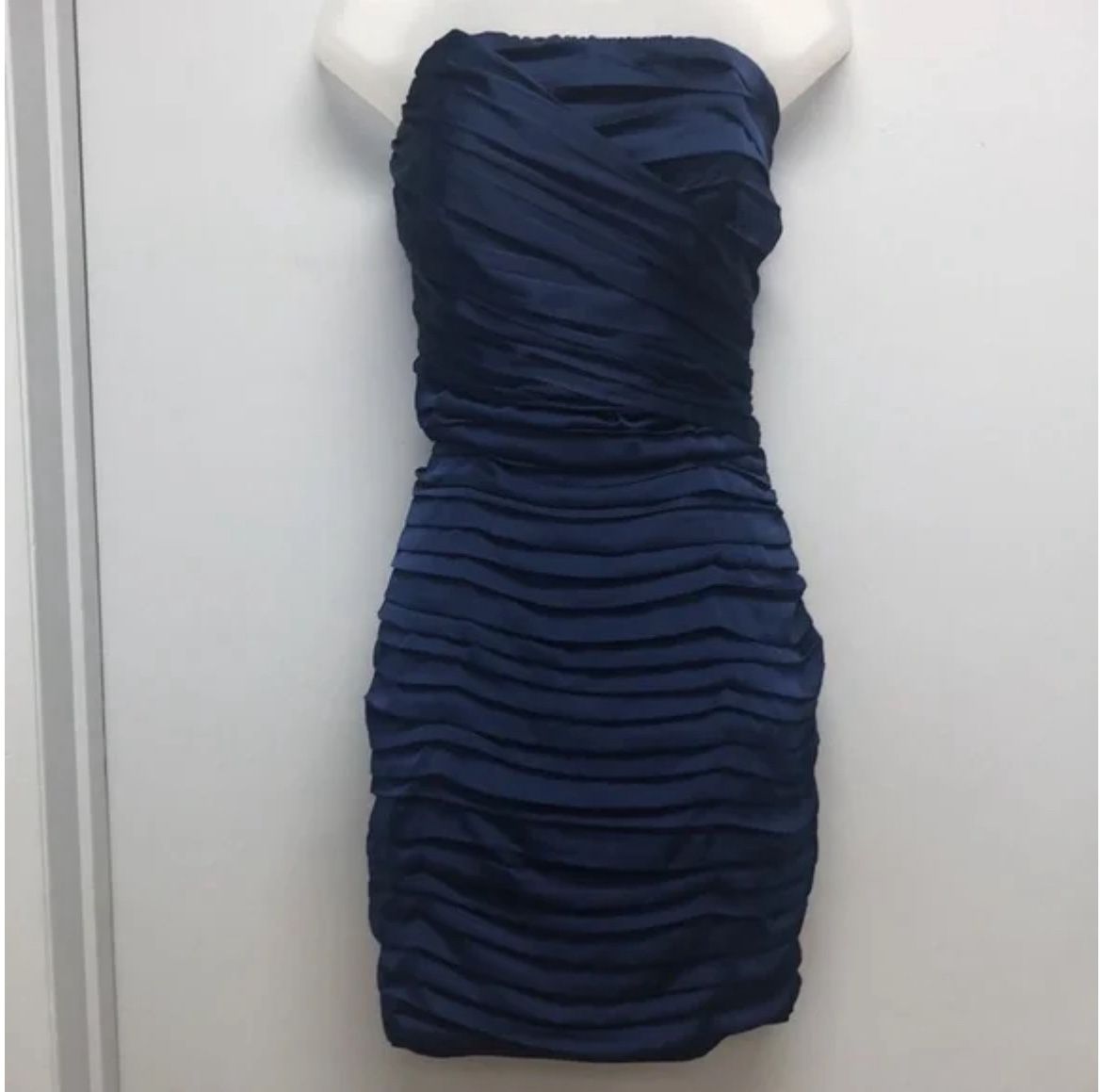 Express Mini Strapless Cocktail Dress Ruched Blue size 6 NWOT