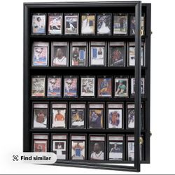 35 Graded Sports Card Display Frame -Baseball Card Display Case Lockable - Trading Card Collector Wall Display Holder for Basketball Football Hockey C