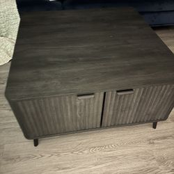 Black Oak Wood Coffee Table With Storage 