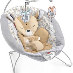 Baby Bouncer | Fisher Price | Deluxe | Woodland Creatures Fawn | Baby Rocker | Music & Vibration | Mobile Toy | Newborn Baby 0+ Months 