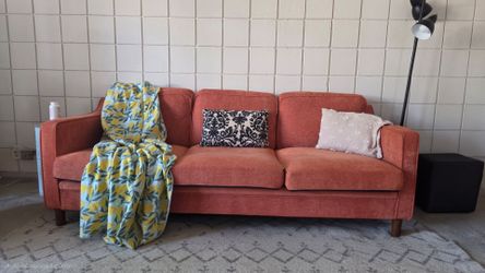 80" Mid-Century Modern Chenille 3-Seater Sofa / Couch (Like New - 4 Mos Old)