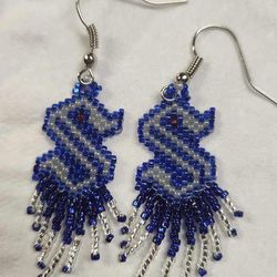 Blue Seattle Kraken Beaded Earrings 